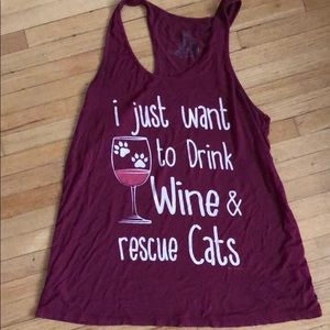 Women’s novelty wine and cat tank top